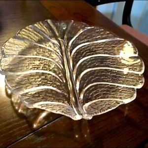 Orrefers Sweden Crystal Leaf Plate